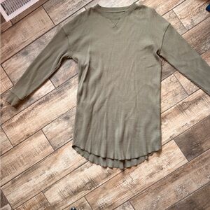 GAP Khaki Waffle Knit Long Sleeve Dress